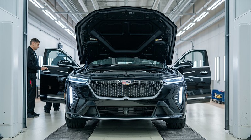 Black Cadillac Suv-GM collision repair at Downtown Garage