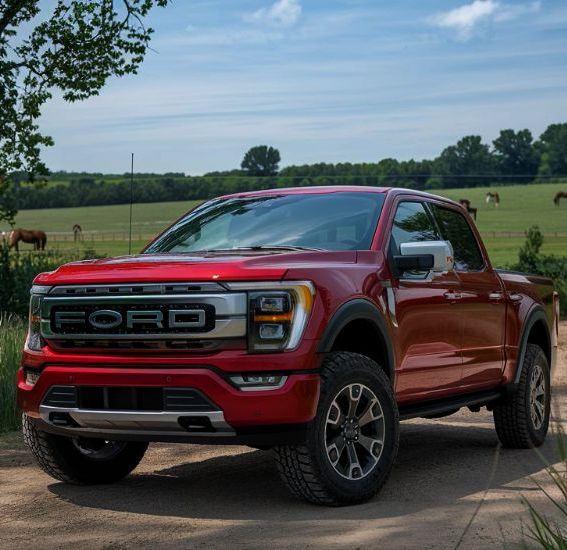 Red Ford truck-Ford collision repair at Downtown garage & auto body