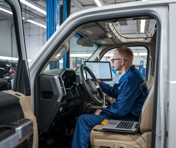 Auto body technician doing ADAS-Advanced Driver Assistance Systems(ADAS) Downtown Garage & Auto Body